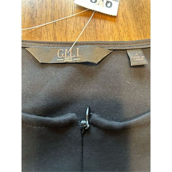 G.I.L.I. Zip Sleeve Milano Ponte Top Black Size 4 - Picture 5 of 8